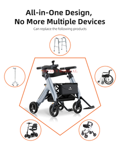 Multi-Functional Portable Lightweight Folding 4 in 1 Electric Wheelchair Scooter Walker <b>Rollator</b> for Elderly Shopping Cart - Product Image 5
