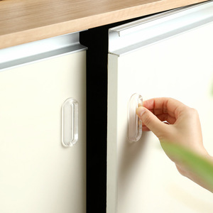 Self-Adhesive Sliding Door Handle Oval Acrylic Transparent Wardrobe Glass Door Handle Easy Installation Pack Of 4 - Product Image 2