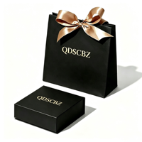Maßgefertigte Schwarze Kunstpapier Wasserdichte Starre Schmuck-Geschenkboxen mit Schleifenknoten und Goldfolien-Logo für Ringe, Ohrringe und Anderen Schmuck