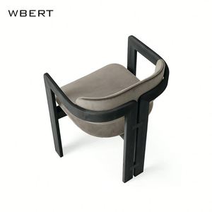 WBERT Chaise de salle à manger moderne italienne Design de coussin doux minimal Dossier en bois massif de luxe haut de gamme pour la maison Salon - Product Image 2