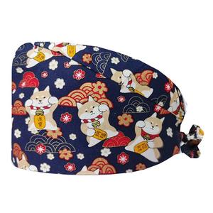 Gorros de Enfermera Listos para Enviar, Gorros de Spa y Salón de Belleza Unisex con Cinta para Atar, Gorros Quirúrgicos con Banda Absorbente, Estampado Dorado de Flores de Dibujos Animados - Product Image 6