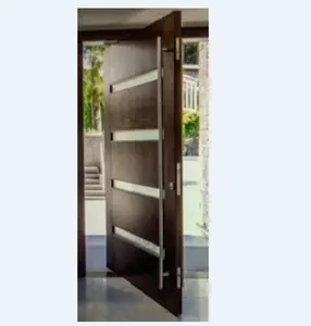 Sunnysky US Villa Main Exterior Door for house Simple Design Wooden Door With Sidelights Modern Solid Wood Pivot Entry Doors