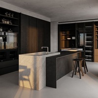 Armoire de cuisine murale noire sur mesure de haute qualité, style moderne