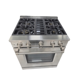 30นิ้ว4เตา4.6ลูกบาศ์ก Cuisinire lectrique avec สี่ตะแกรงเหล็กหล่อลูกบิดโลหะผสมสังกะสีในสแตนเลส - Product Image 1