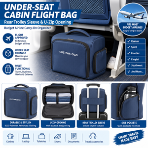 Under-Seat Cabin Flight <b>Bag</b> , Rear Trolley Sleeve & U-Zip Opening , Budget Airline Carry-On Organizer - Product Image 1
