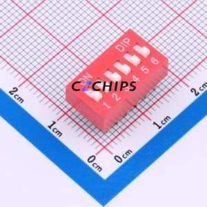 HX 2.54-6P CJPB-H DIP Switch DIP Switch Flat Toggle, Raised Type Single Pole Single Throw 6 PC Pin - Product Image 1