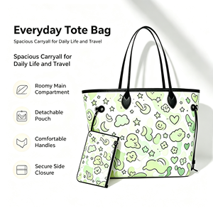 Borsa Tote <span class=keywords><strong>da</strong></span> <span class=keywords><strong>Donna</strong></span> con Stampa Cartoon Trendy, Graziosa Borsa a <span class=keywords><strong>Spalla</strong></span> alla Moda con Pochette Staccabile, Motivo Personalizzabile Disponibile - Product Image 3