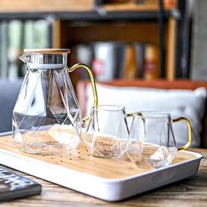 <span class=keywords><strong>Carafe</strong></span> en verre sans plomb ni chrome à motif losanges, avec poignée, grande capacité, style moderne, idéale pour les fêtes - Product Image 5