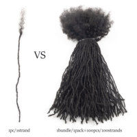 Estensioni di Dreadlocks Afro Kinky Sister Locs in Capelli Umani, Spessore 0.1/0.15/0.2/0.3cm, Dreadlocks Sottili per Donna