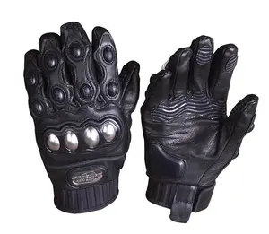 Suncend Pure Leather Zwart Fabrikant Volledige Vinger Handschoenen Motorhandschoenen