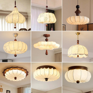 Lustre LED en fer forgé antique français, style esthétique Dynastie Song, lampe de bureau en tissu chaleureux, lampe de restaurant rétro Nanyang - Product Image 2