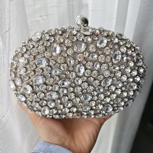 Eleganti borse da sera con strass di diamanti da sposa per feste pochette da sposa con perline da donna
