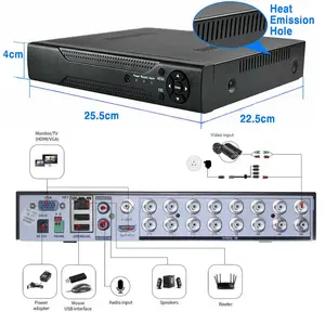 AHD DVR kit with16pcs CCTV Infrarossi Giorno/Notte Telecamera di Sorveglianza Sistema di Sicurezza