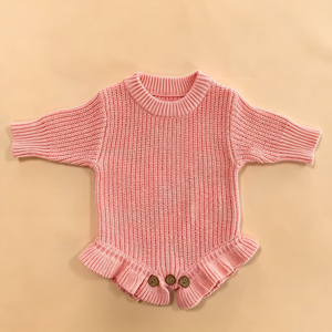 Tutina in Maglia Ricamata con Volant <span class=keywords><strong>e</strong></span> Balze per Neonati <span class=keywords><strong>e</strong></span> Bambini, 100% Cotone, Manica Lunga, per Bambine <span class=keywords><strong>e</strong></span> Bambini, Collezione 2026 - Grande Successo! - Product Image 2