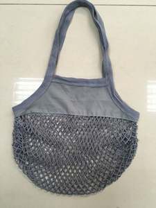 Striped Reusable Woven Cotton Drawstring <b>Bag</b> with Canvas Top for Grocery Shopping - Product Image 2