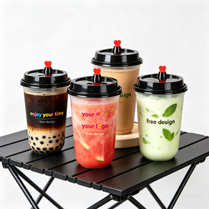 Bicchieri di Plastica Premium <span class=keywords><strong>Rosa</strong></span> per Bevande Fredde 12 16 24 32 Oz, Trasparenti e Usa e Getta per Smoothie, Tè al Latte, Bubble Tea, Matcha e Caffè Freddo - Product Image 1