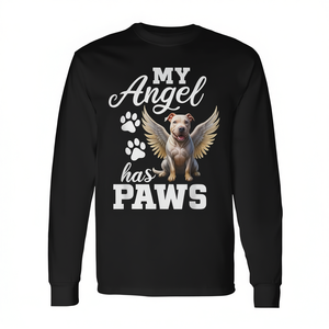 T-shirt à manches longues unisexe pour adulte, col rond, impression numérique, My Angel Has Paws Pitbull Memorial Dog Angel Wings - Product Image 3