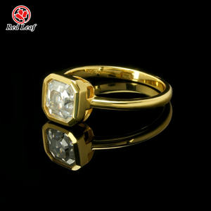 Anello di fidanzamento Redleaf con moissanite taglio Asscher da <span class=keywords><strong>2</strong></span> carati, nuovo design, in argento sterling 925. - Product Image 3