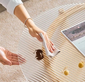 Hiện đại đơn giản Vòng Kính Máy tính để bàn Bàn trà sang trọng bàn nhỏ cho phòng khách làm bằng tre và kim loại - Product Image 5