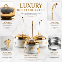 Chauffe-Plat Buffet 8L 10L en Acier Inoxydable 201 Épaissi Blanc Doré avec Couvercle Visible Suspendu pour Hôtels et Banquets de Mariage