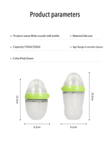 Nouveau produit 100% biberon en silicone de qualité alimentaire sans BPA 150ml 250ml anti-colique biberon en silicone à large bouche pour bébé