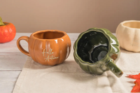 Mug à café en céramique personnalisé en forme de citrouille, gravure de nom, design confortable pour les boissons d'automne, fêtes d'Halloween, cadeaux attentionnés