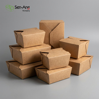 SenAng - Cajas de Comida para Llevar de Papel Kraft Biodegradable al por Mayor, Contenedor de Ensaladas Ecológico y Reciclable, Empaque para Comida para Llevar del Reino Unido