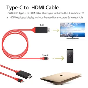 <span class=keywords><strong>Cable</strong></span> de 2m tipo c a <span class=keywords><strong>hdmi</strong></span> <span class=keywords><strong>para</strong></span> <span class=keywords><strong>TV</strong></span>, móvil, portátil, alta calidad, 4k, usb 3,1, usb c a <span class=keywords><strong>hdmi</strong></span> - Product Image 5