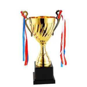 Custom New Football Soccer Trophy Manufacturers Hot Sell Champions Gold Color Cup Shape Metal Trophy Award League Trophy