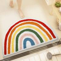 Einzigartiges Design Modernes Regenbogenmuster Latex-Rückseite Badezimmer-Bodenmatte Wasserabsorbierende Halbrunde Rutschfeste Plüsch-Teppich Türmatte