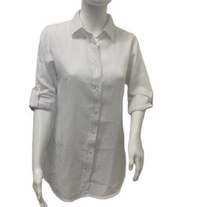 Camicette e camicie modeste <span class=keywords><strong>camicia</strong></span> <span class=keywords><strong>Oversize</strong></span> in cotone <span class=keywords><strong>di</strong></span> <span class=keywords><strong>lino</strong></span> bianco per donna - Product Image 1