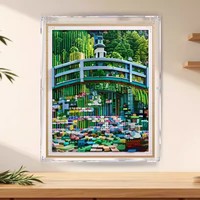 Vitrine d'exposition transparente en plastique acrylique avec fixation à vis 3 mm pour la peinture artistique Monet Pont aux Nénuphars, compatible LEGO 31220