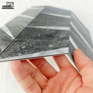 Marbre noir Texture chevrons mosaïque carrelage métal peler et coller mur cuisine carrelage bricolage aluminium auto-adhésif mosaïque - Product Image 4