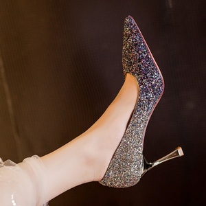 Escarpins à talons hauts pour femmes, à bout pointu, à paillettes dégradées, talon aiguille, pour mariée, mariage, soirée, cérémonie - Product Image 3