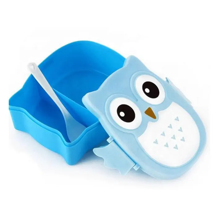 Hot selling plastic bento lunch box cartoon animal lunch box Owl pattern kids lunch box