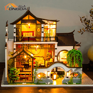 Hongda Novo Design estilo Chinês <span class=keywords><strong>Dollhouse</strong></span> 3D Casa De Bonecas De Madeira PC2314 Poético Charme Diy <span class=keywords><strong>Dollhouse</strong></span> Miniatura