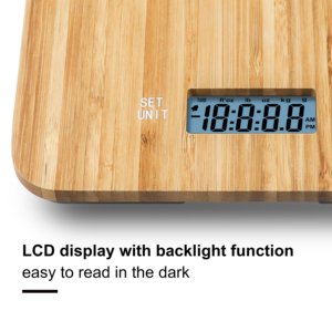 कारखाने CE Rohs रसोई खाद्य वजनी पैमाने घड़ी टाइमर फांसी हुक इलेक्ट्रॉनिक डिजिटल पैमाने भोजन रसोई पैमाने पर 15kg बांस - Product Image 5