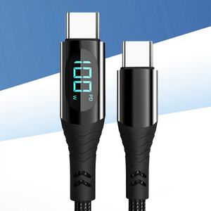 Cable USB Tipo C a Tipo C de Carga Rápida de 240W con Pantalla LED, Cable Trenzado Tipo C, Accesorios para Teléfonos Móviles, Venta al Por Mayor de Fábrica - Product Image 1