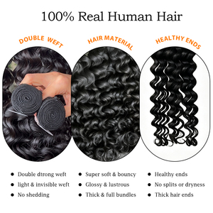 Extensions de Cheveux Humains Remy 100% Naturels Ondulés Profonds, 10-28 Pouces, Couleur Naturelle, Tissage de Cheveux Vierges, Peut Être Décoloré - Product Image 3