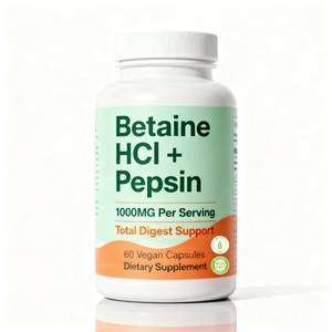 อาหารเสริมบำรุงระบบย่อยอาหาร OEM ODM เบเทอีน เอชซีแอล + เปปซิน แบบแคปซูล 1000 มก. ต่อหนึ่งหน่วยบริโภค สำหรับผู้ทานมังสวิรัติและปราศจากจีเอ็มโอ - Product Image 1