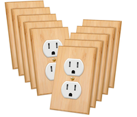 Lot de 10 plaques murales décoratives personnalisées en bambou à double trou pour interrupteurs et prises, idéales pour la maison, la chambre et la cuisine