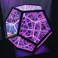 Lampe d'ambiance LED moderne à brancher, avec télécommande 2.4G et batterie, design moderne, ciel étoilé nocturne créatif et cool, rythme de la nuit, dodécaèdre
