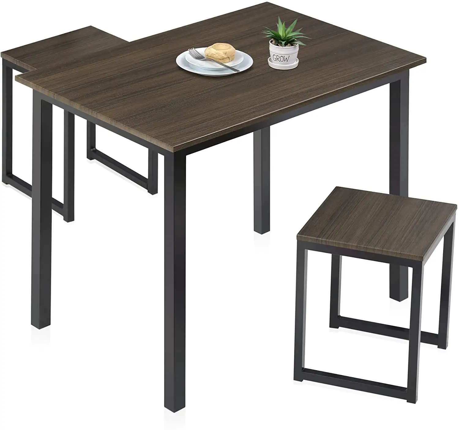 Mobiliário sala de jantar, conjunto de 3 peças mesa de jantar e cadeira conjunto de mesa de madeira com duas fogões, cozinha doméstica, mesa de café da manhã