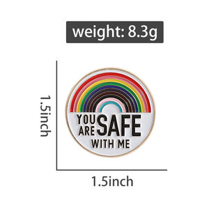 Vous êtes en sécurité avec moi épingles en émail amour et fierté arc-en-ciel broches vêtements revers Badge LGBT bijoux cadeau pour Gays lesbiennes - Product Image 6