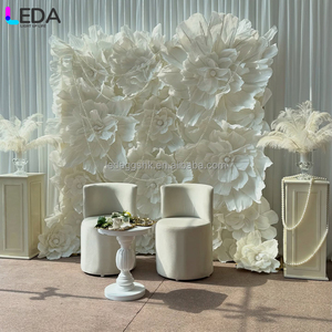 LEDA New Design High Quality Event Party Artificial Flower Wall Backdrop Decor White <b>paper</b> flower Wall - Product Image 1
