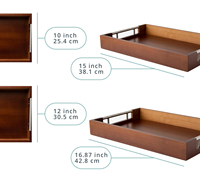 Plateaux de couleur brun foncé de vente chaude ensemble de 2 plateaux de service en bambou modernes avec poignée pour la décoration de la maison articles de décoration de chambre