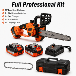 Tronçonneuse sans fil professionnelle de 12 pouces, sans balais, au lithium 21V, avec batterie 4.0Ah, 4700 tr/min, OEM pour l'abattage et la taille des arbres - Product Image 4