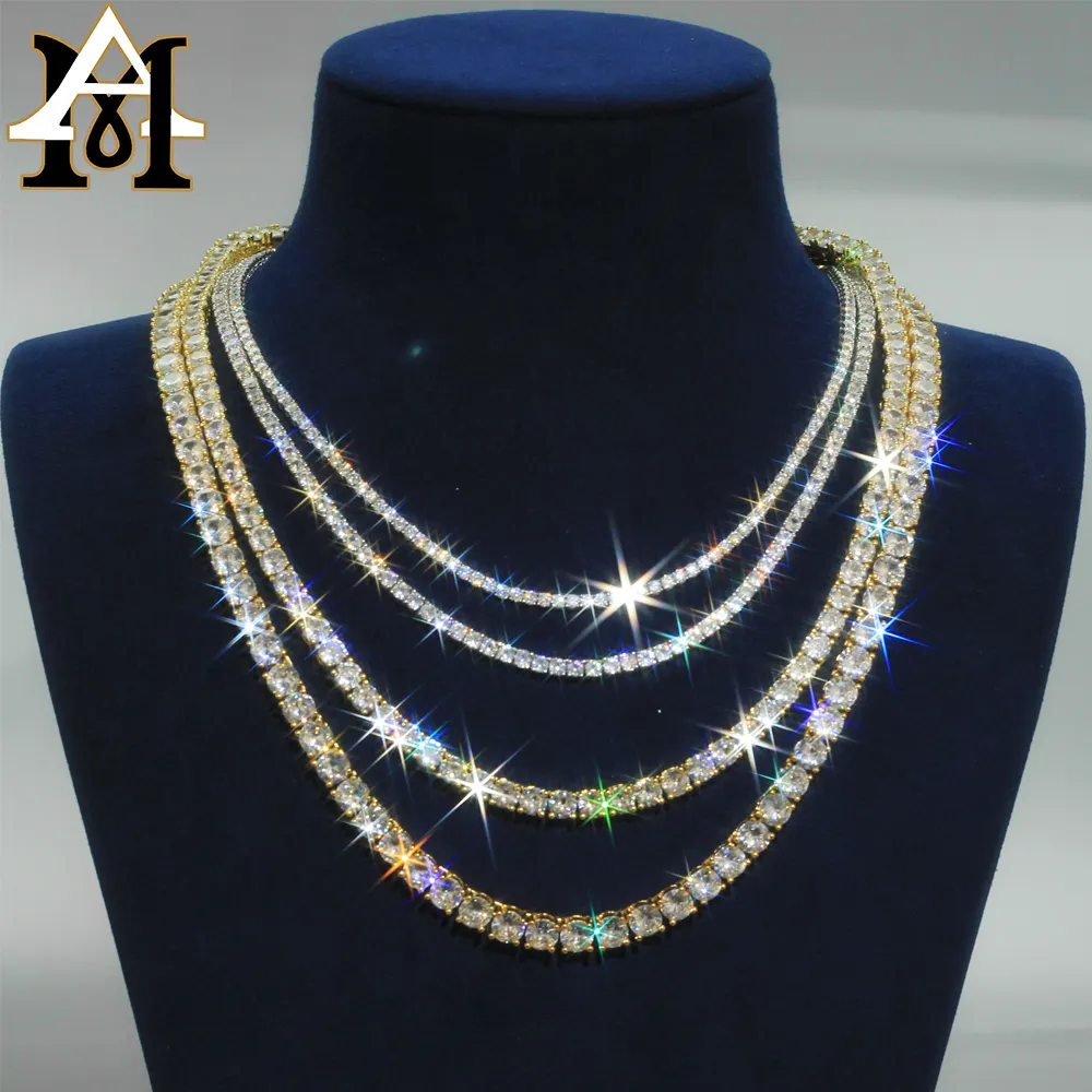 Fine Jewelry 3mm 4mm 5mm 6mm VVS Diamond Moissanite Tennis Chain Necklace Bracelet 925 Silver Iced out chain