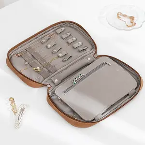 Jewelry Storage Case Women Travel Portable Large Capacity Leather Storage Bag