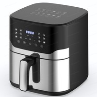 Grande friteuse à air de 8L 8.5L en acier inoxydable friteuse à air sans huile contrôle numérique avec fenêtre de visualisation Cuisinière sans huile Four friteuse à air